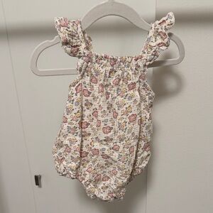 Quincy Mae Floral Kids One Piece - Pink and Cream